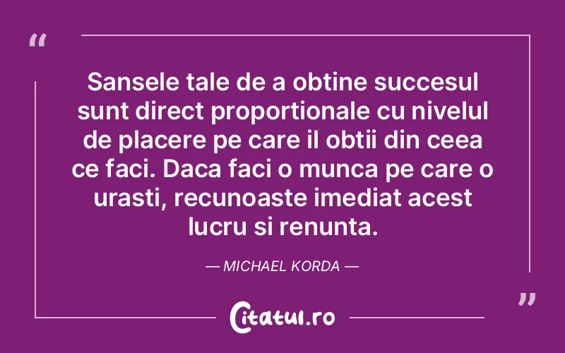 Sansele tale de a obtine succesul sunt direct prop...